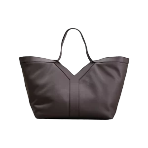 Y Large Smooth Leather Hobo Bag in Coffee