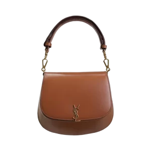 Saint Laurent Voltaire Top Handle in Calfskin Leather in Toffee