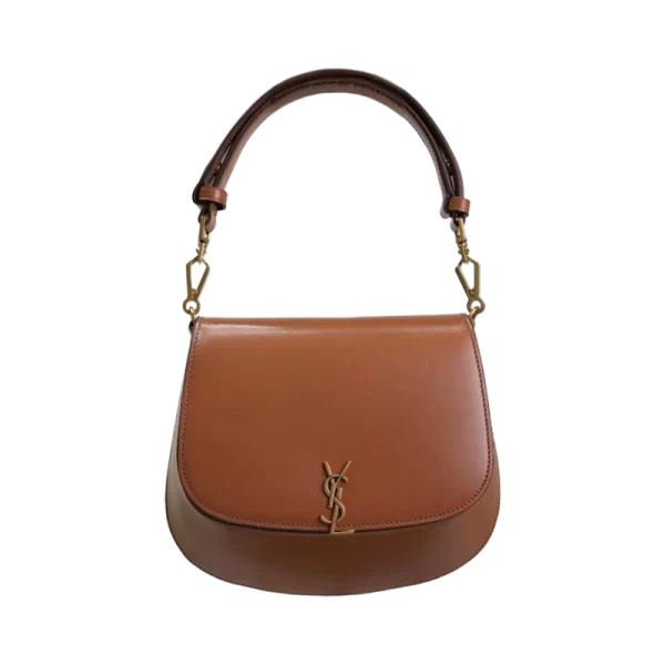 Saint Laurent Voltaire Top Handle in Calfskin Leather in Toffee