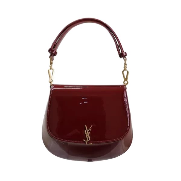 Saint Laurent Voltaire Top Handle in Patent Leather in Dark Red Wine