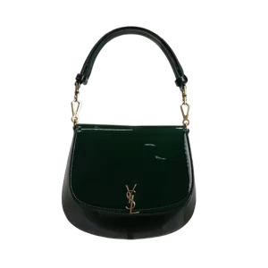 Saint Laurent Voltaire Top Handle in Patent Leather in Dark green