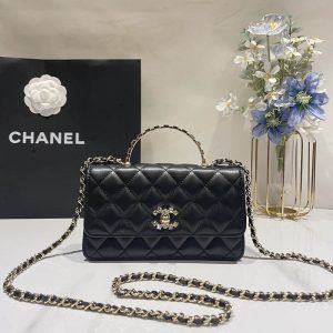 Chanel 25P Rhinestone Handle WOC AS3797(Black)