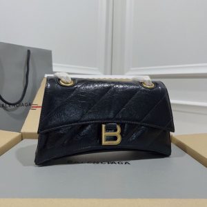 Crush Chain Hourglass Bag(Black/gold)