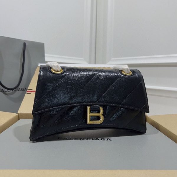 Crush Chain Hourglass Bag(Black/gold)