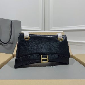 Crush Chain Hourglass Bag(Plain Black/gold)