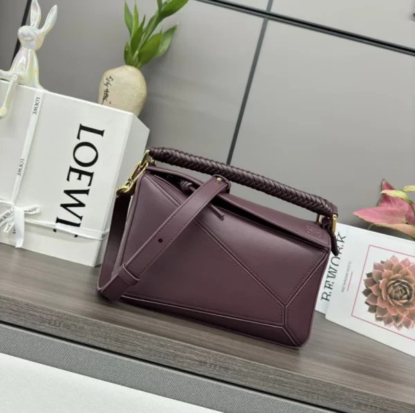 Puzzle Bag in Smooth Calfskin with Woven Handle
