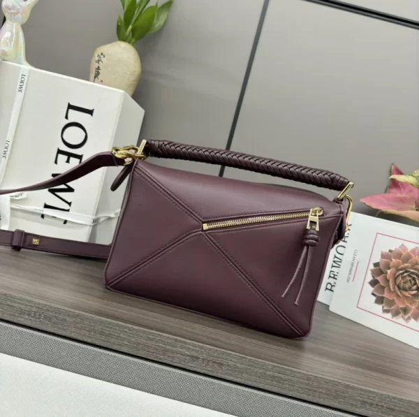Puzzle Bag in Smooth Calfskin with Woven Handle