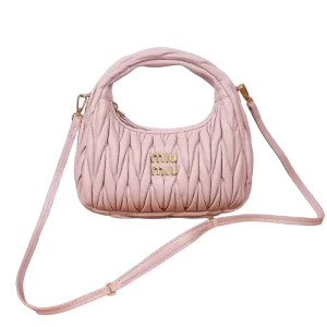 Wander Matelassé Nappa Leather Hobo Bag-5BC125(Alabaster Pink)