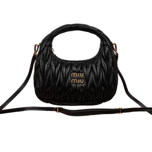 Wander Matelassé Nappa Leather Hobo Bag-5BC125(Black)