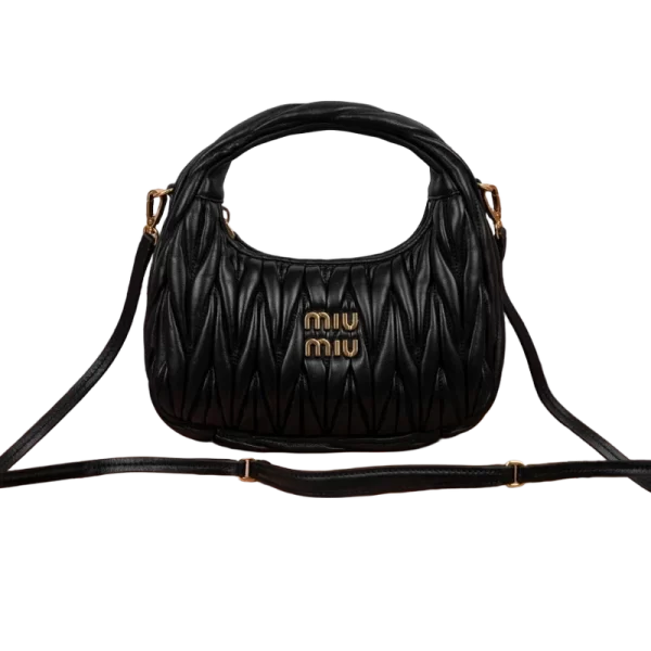 Wander Matelassé Nappa Leather Hobo Bag-5BC125(Black)