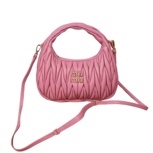 Wander Matelassé Nappa Leather Hobo Bag-5BC125(Rose)