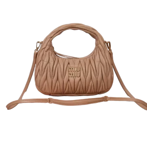 Wander Matelassé Nappa Leather Hobo Bag-5BC125(Caramel）
