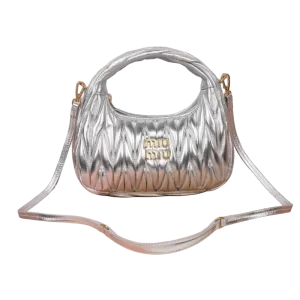 Wander Matelassé Nappa Leather Hobo Bag-5BC125(Sliver)