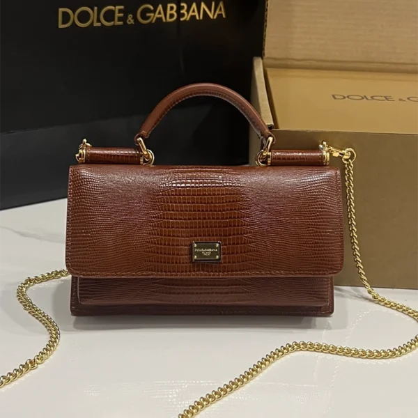 Dolce & Gabbana Lizard pattern Leather Sicily Mini Von Phone/Crossbody Bag