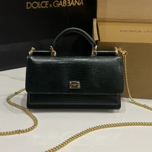 Dolce & Gabbana Lizard pattern Leather Sicily Mini Von Phone/Crossbody Bag