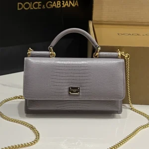 Dolce & Gabbana Lizard pattern Leather Sicily Mini Von Phone/Crossbody Bag