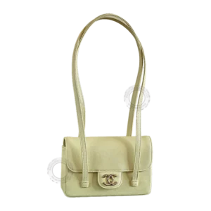 AP 5248 02 26C Jennie’s New Chanel Bag AP5248 Preppy Coco Vintage Pale Yellow Shoulder Bag with double C logo