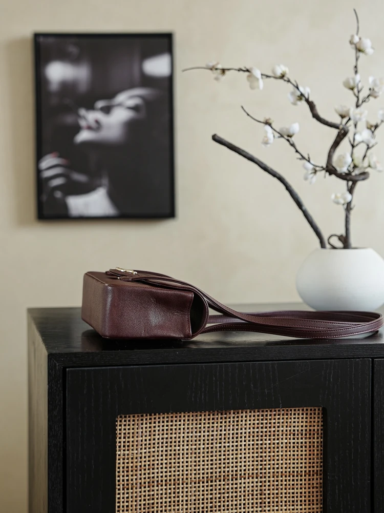 Side view of Bordeaux 26C Jennie’s New Chanel Bag AP5248 Preppy Coco Chanel vintage shoulder bag