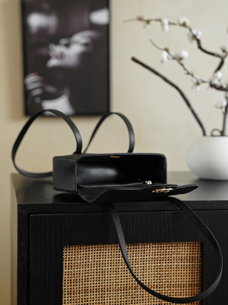 Front view of Chanel 26C AP5248 Jennie’s New Preppy Coco Chanel vintage shoulder bag in black with Open top and interior compartments